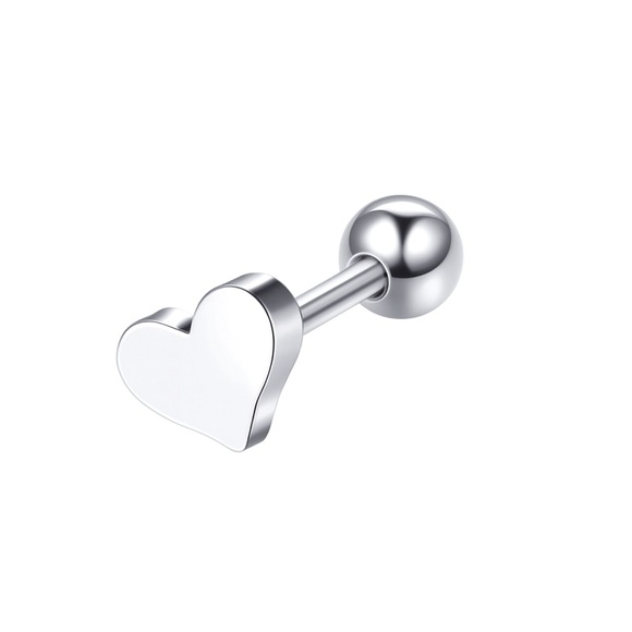 Stainless Steel 5mm Heart Flat Back Stud Earring –Cartilage Tragus Helix Jewelry - Picture 1 of 3